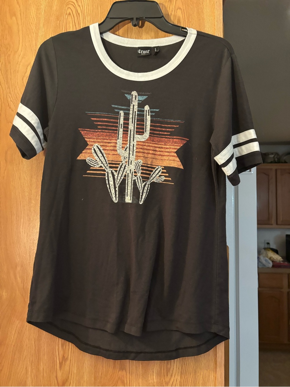 Cruel Denim Black Cactus Graphic Tee with White Trim